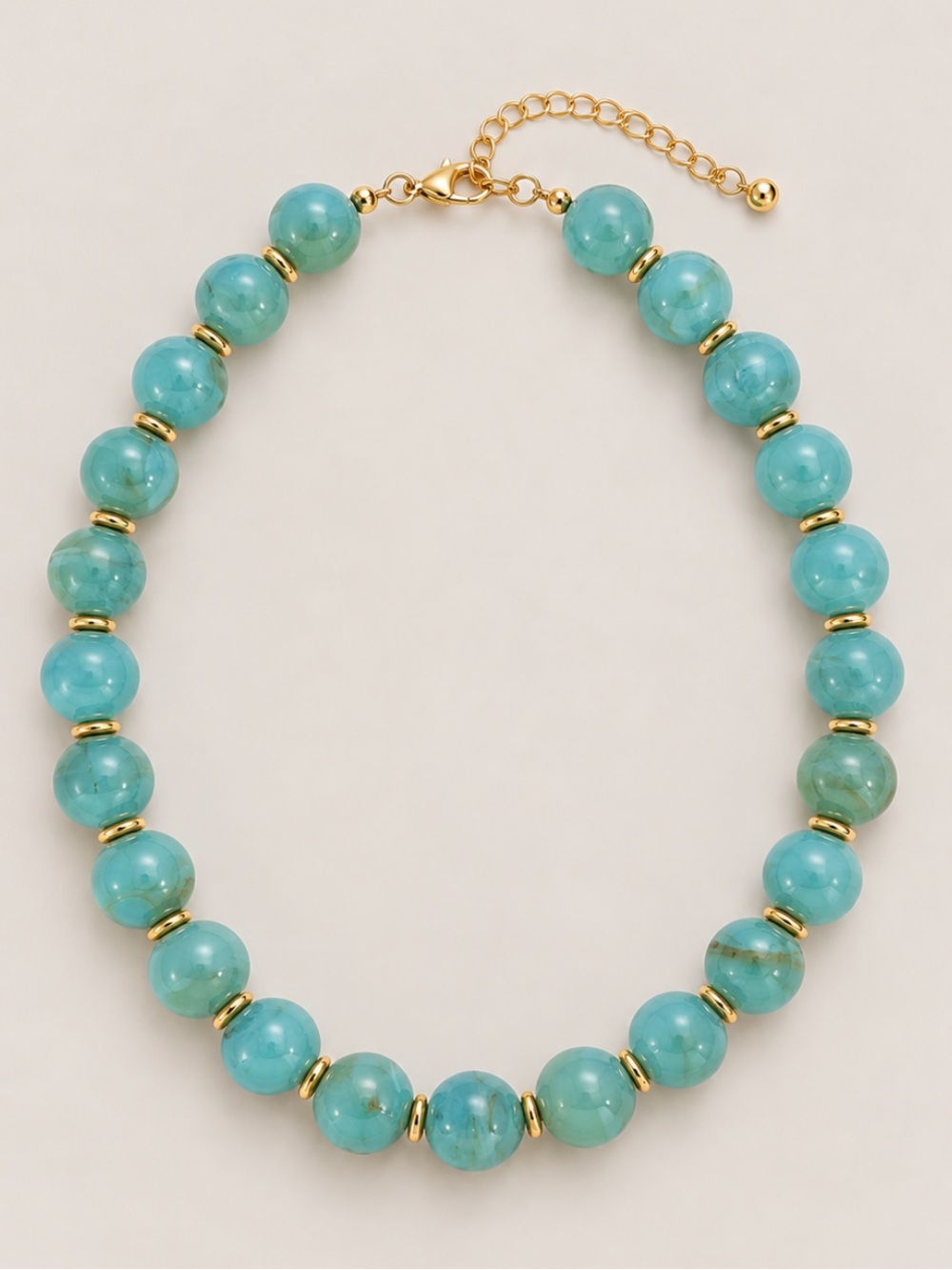 New! Turquoise Aqua Marbled Beaded Colorful Necklace NWOT